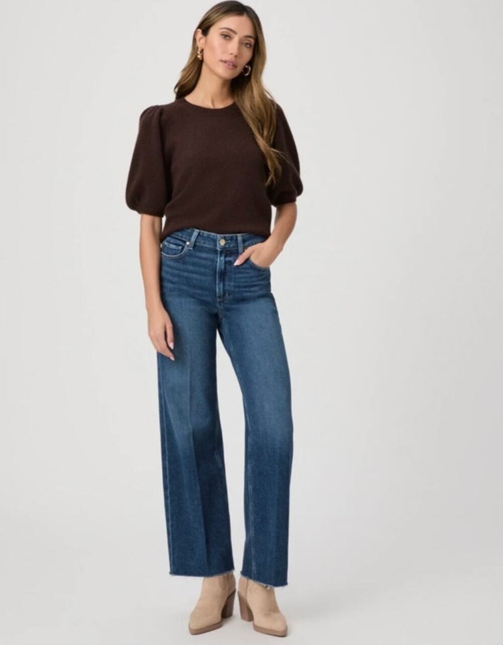 PAIGE Anessa 31" Wide Leg Raw Hem Jean Size 26